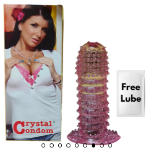 Silicone Crystal Reusable Condom for Men with Dotted Texture and Free Lubricant